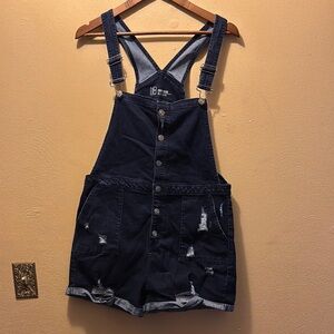 No Boundaries Denim overalls Sz. XL (15-17) Mid-Rise Dark Blue Denim Overalls